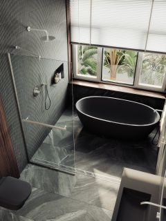 Душевая перегородка MaybahGlass MGD-726-5у 79см хром матовый